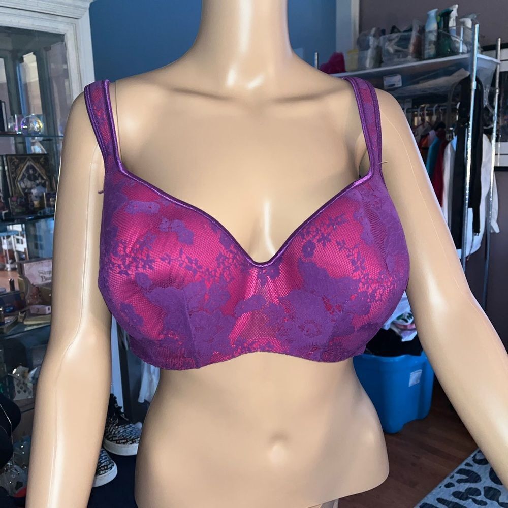 Cacique Full Coverage Pink & Purple Lace Underwire Bra sz 42DD